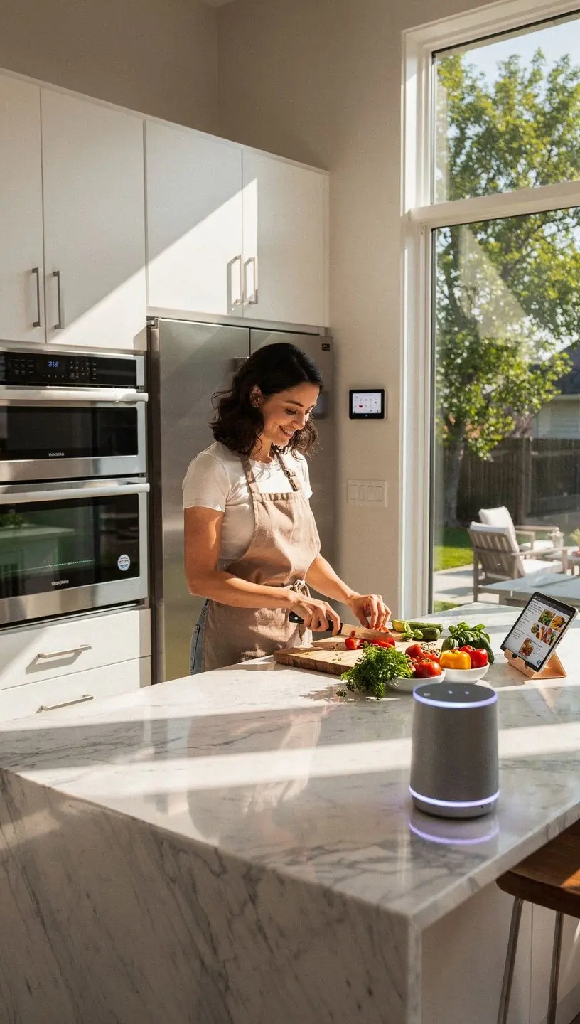 Smart lighting enhancing well-being in a modern home.